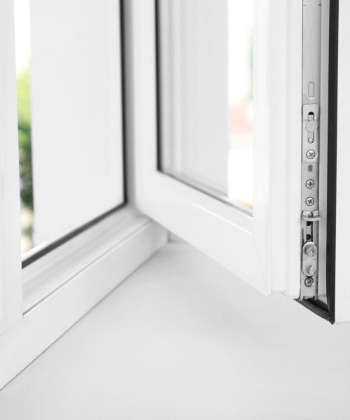 Perfectly clean window frame with an open window